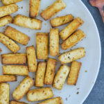 air fried tofu on white plate