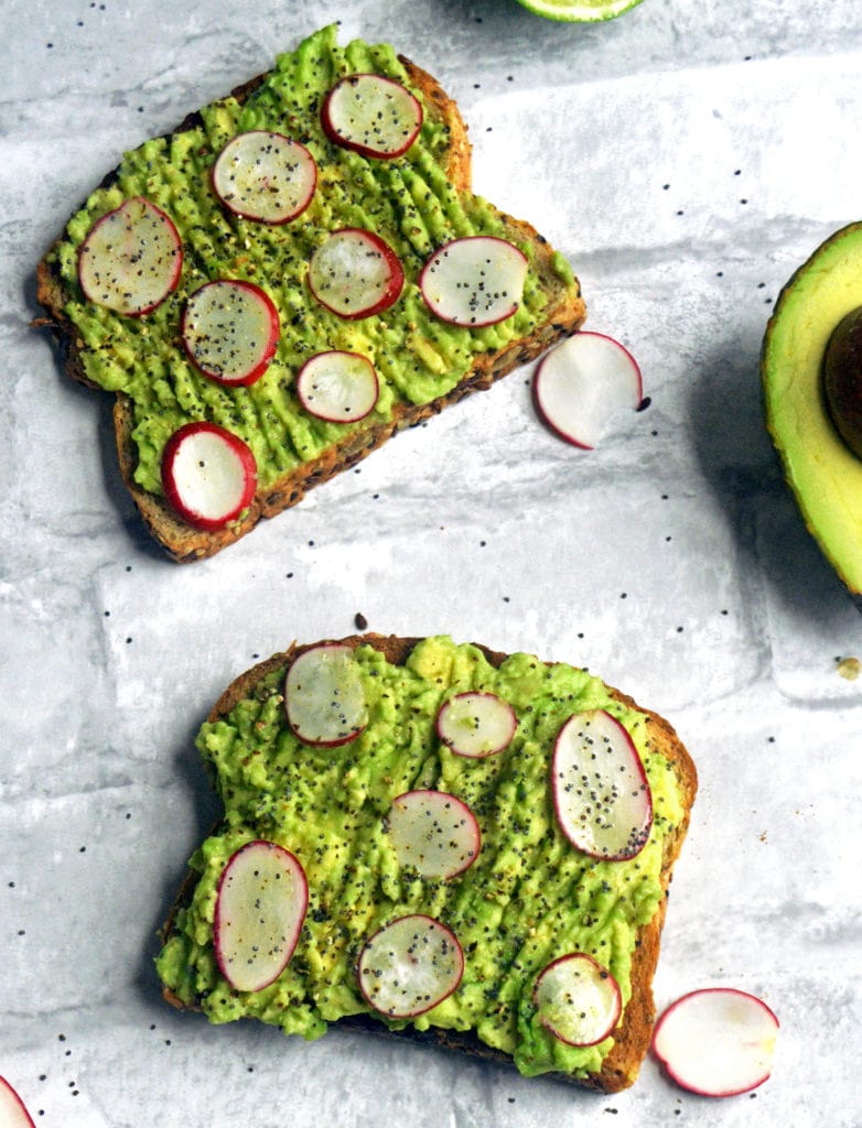 Avocado toast with radish and lime
