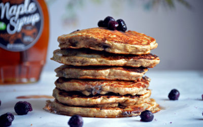 No Added Sugar Blueberry Pecan Pancakes