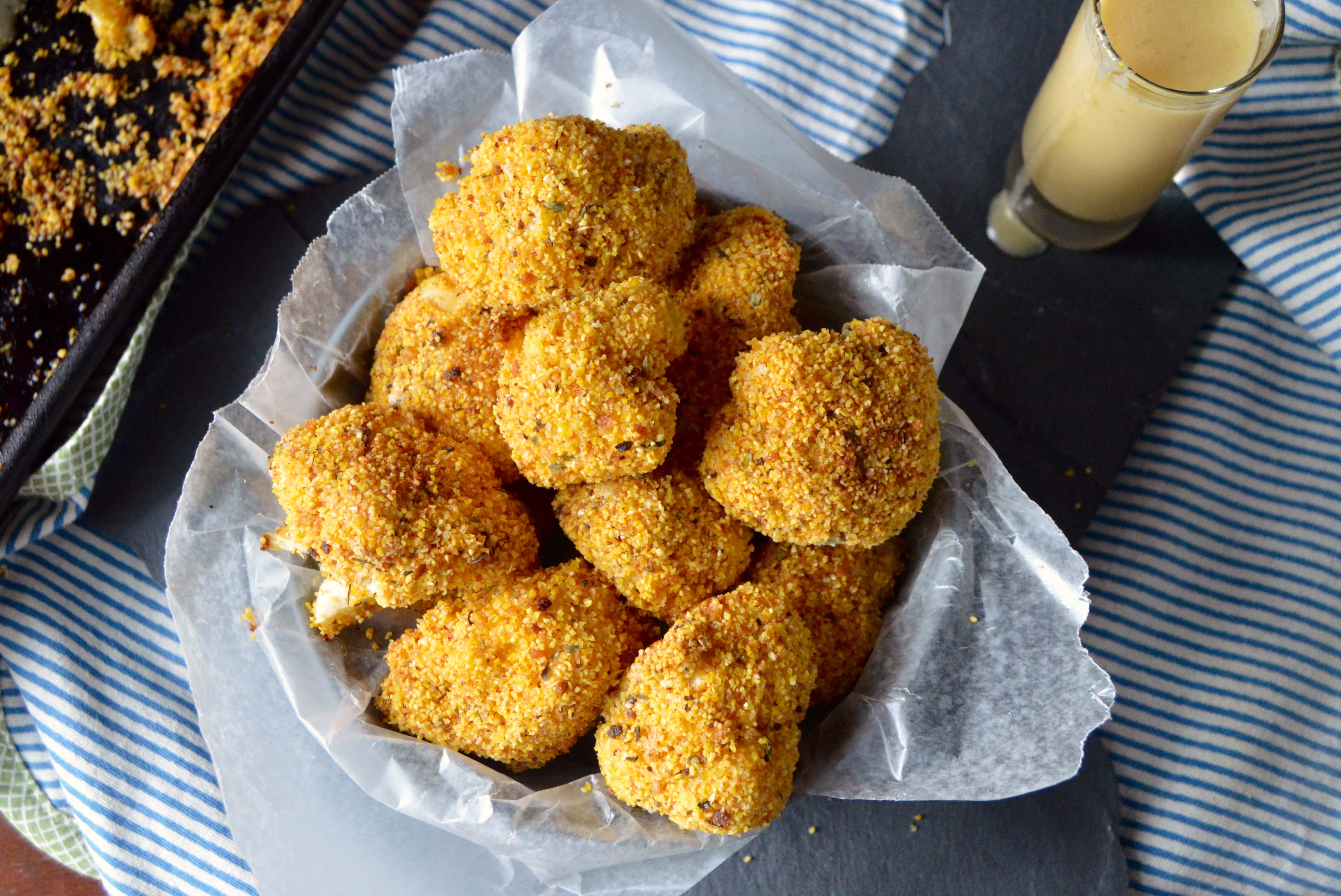 Cauliflower Poppers with Honey Mustard Dipping Sauce