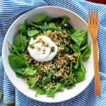 savory breakfast bowl with spinach and sorghum