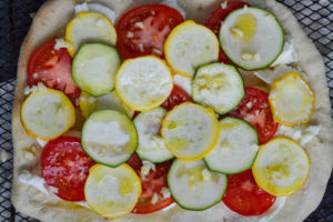 uncooked veggie air fryer pizza