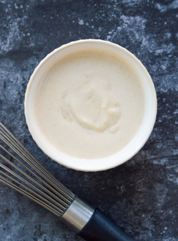 tahini dressing with whisk