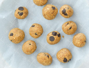 Chickpea Protein Cookie Dough Bites on a plate
