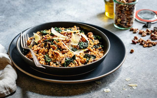 instant pot mushroom and farro risotto