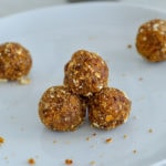Recipe for Peanut Butter Pretzel Date Balls. Pre-workout energy balls #preworkout #vegansnack #snack #fuel