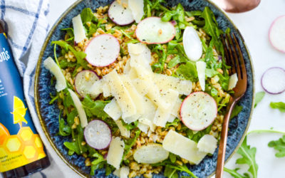 Warm Farro & Arugula Salad with Golden Citrus Vinaigrette
