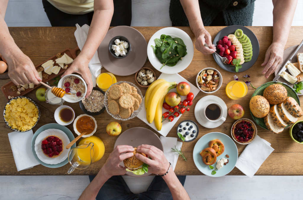 plant-based foods at a table