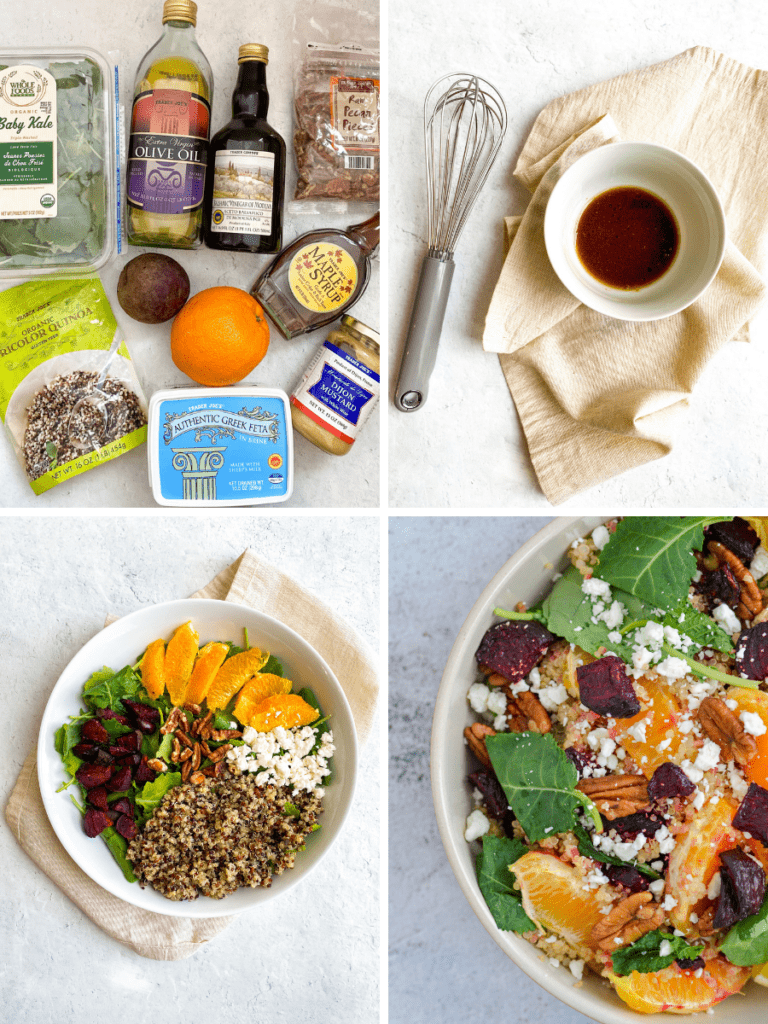 roasted beet & orange quinoa salad ingredients & process shots